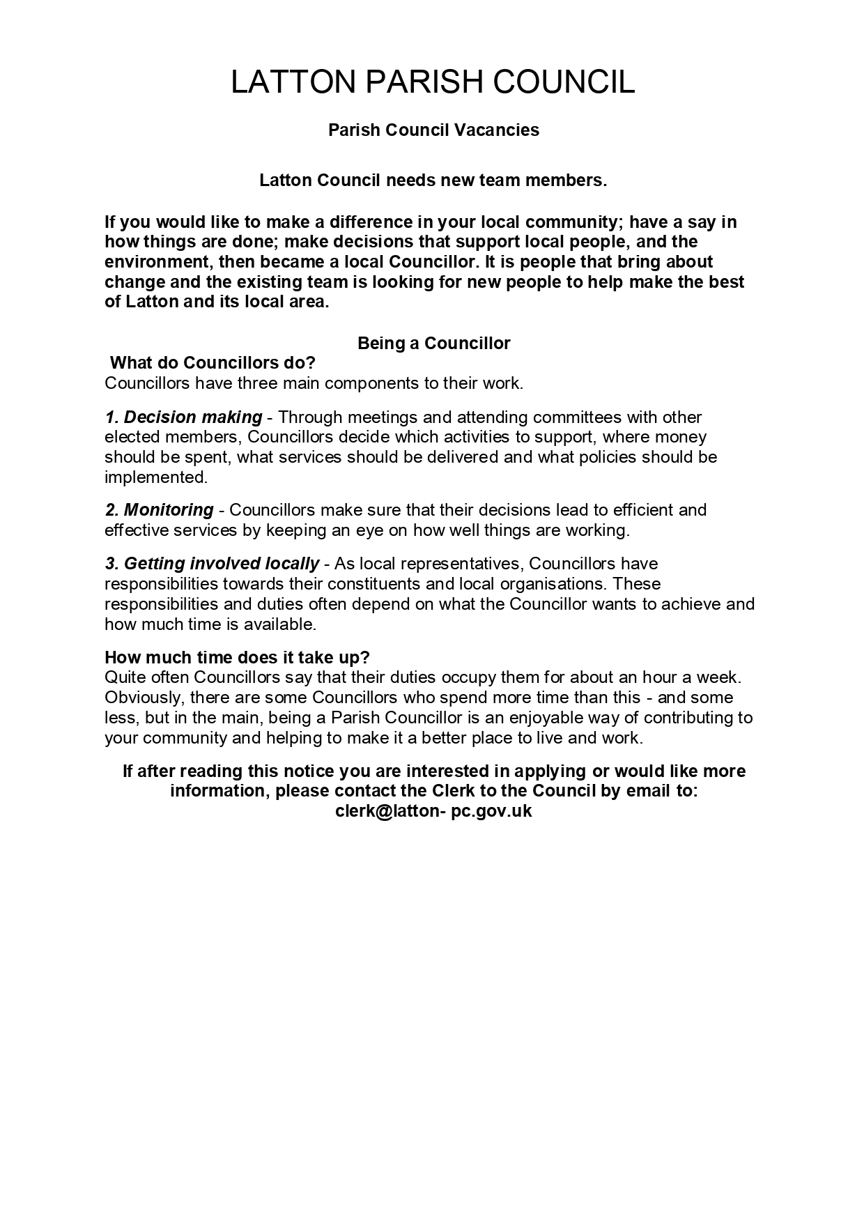 Click the image to email the clerk if interested in applying as a councillor
